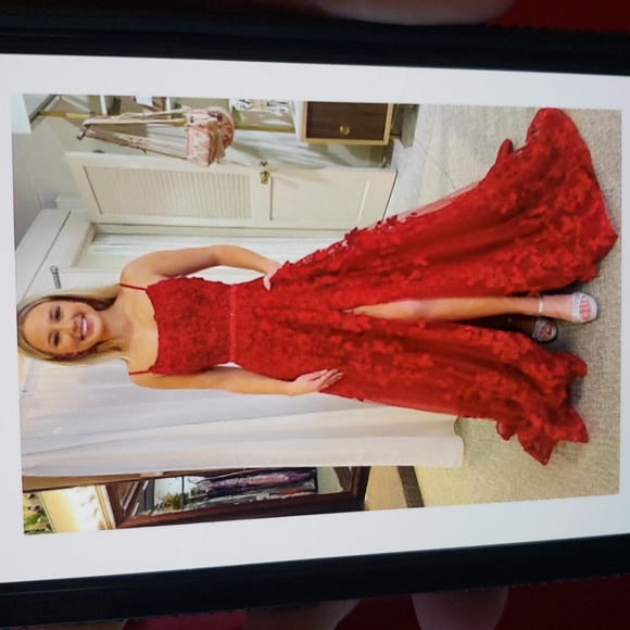 Elegant Red Floral Ball Gown - Picture 13 of 15